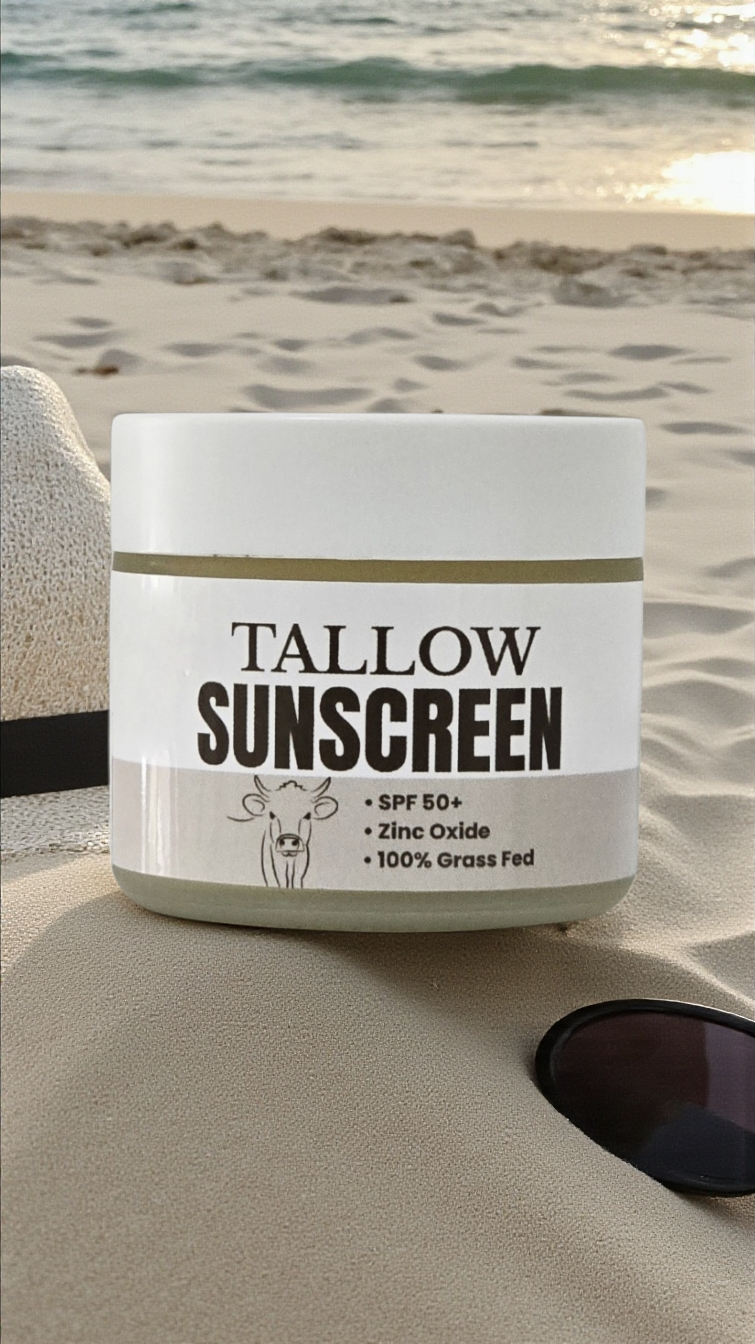 Organic Tallow Face Sunscreen Mineral Zinc Protection SPF 50+
