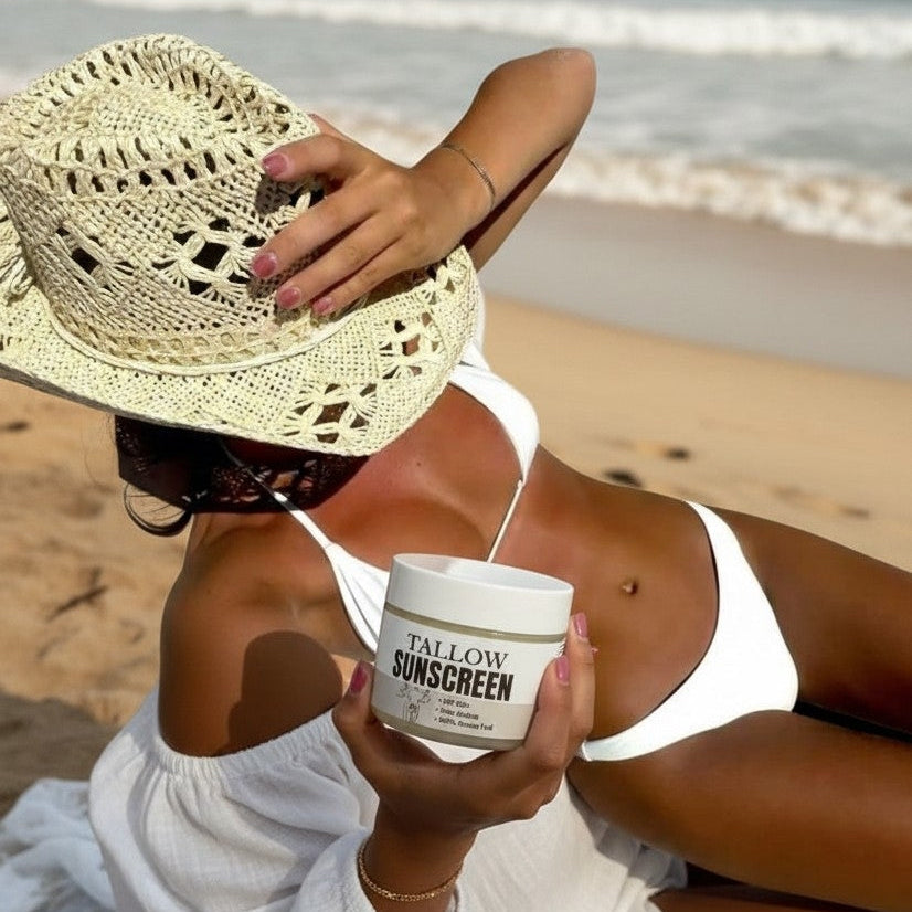 Organic Tallow Face Sunscreen Mineral Zinc Protection SPF 50+